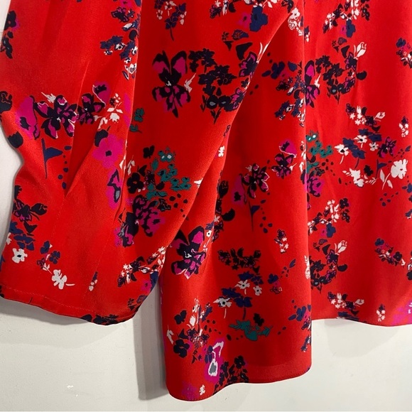 TANYA TAYLOR Rena Tulip Print Silk Top Papay Red NWOT - Picture 10 of 15
